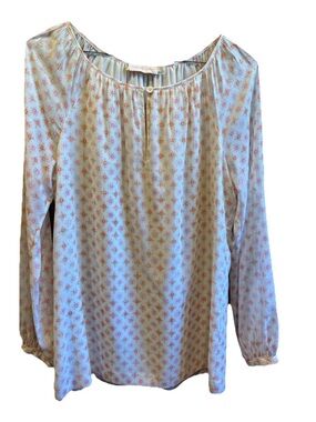 Tory Burch Light Blue Blouse with Pink Floral Print